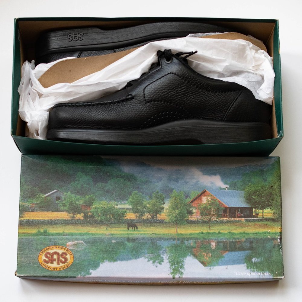 SAS Bout Time Black Leather Shoes, NEW, Size11.5 WW, Soft and Comfortable - Picture 2 of 13